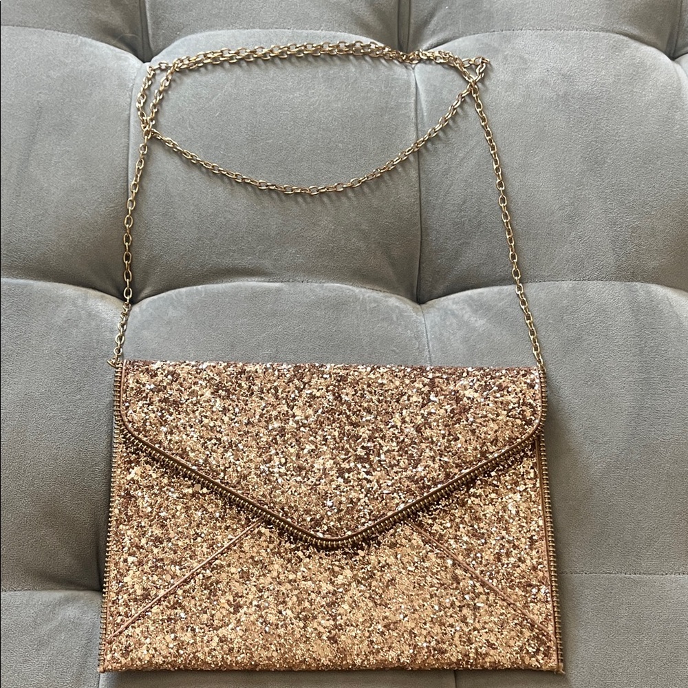 Rose gold Glitter Envelope Clutch